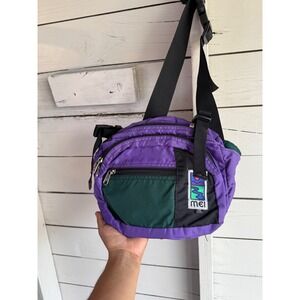 Vintage MEI Fanny Pack Purple Green Colorblock Waist Bag Made in USA Retro Bag